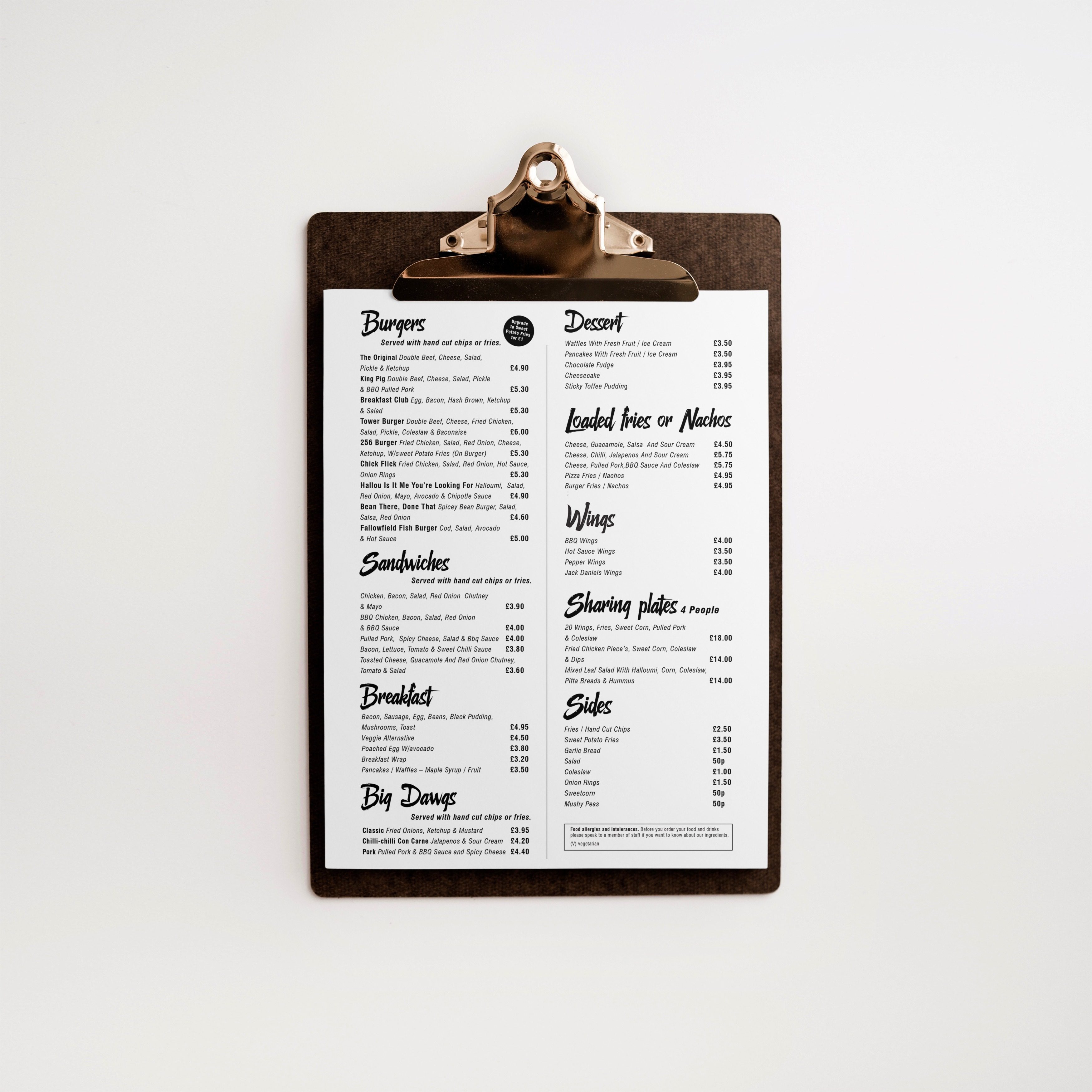 Clipboard Menu Mockup